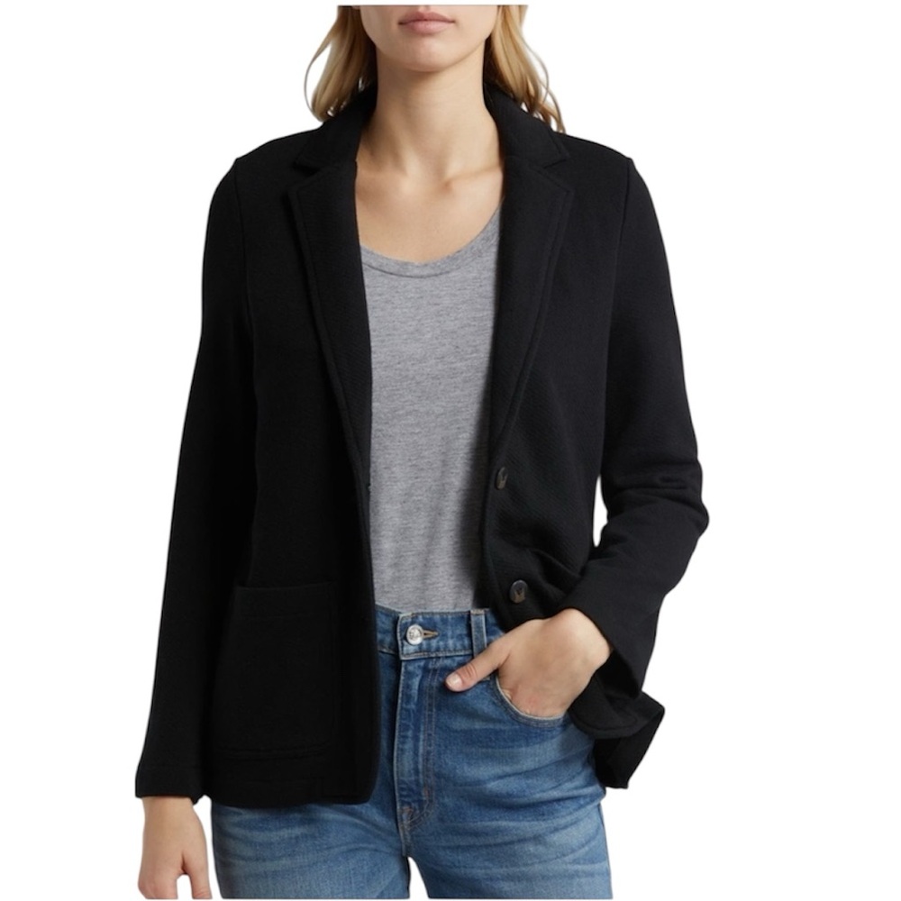 Caslon Relaxed Knit Blazer black women's medium jacket coat. Like New